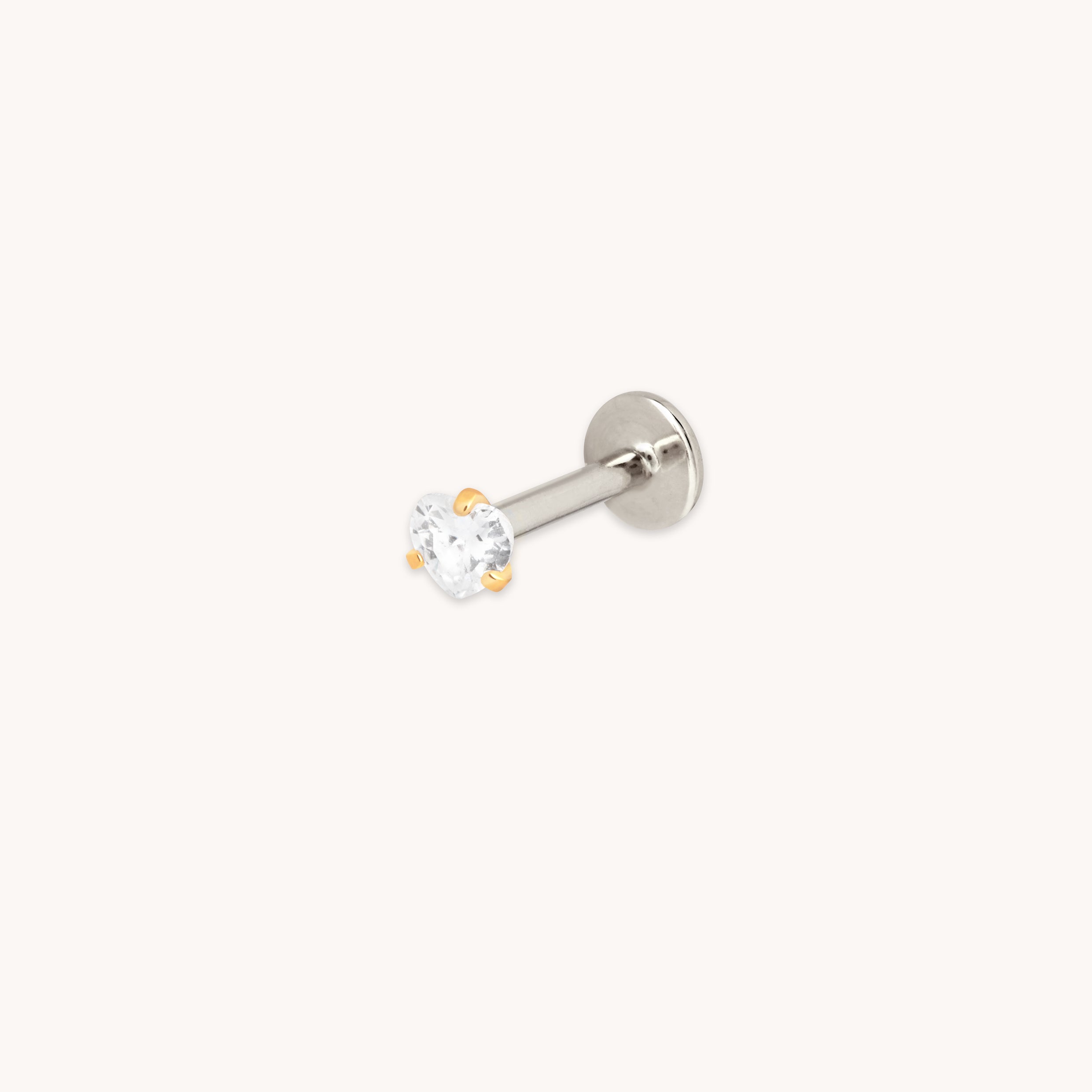 Crystal Heart Titanium Piercing Stud in Gold-Astrid &amp; Miyu