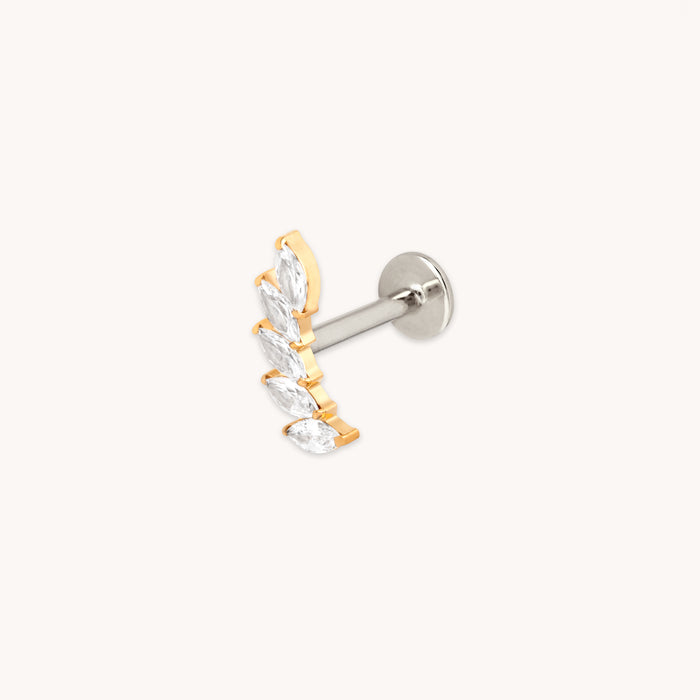 Curved Marquise Titanium Piercing Stud in Gold-Astrid &amp; Miyu