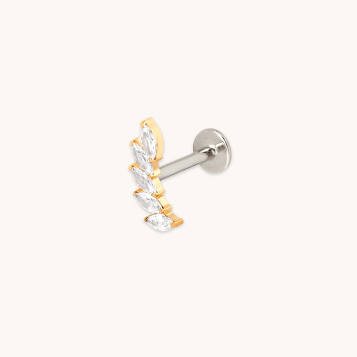 Curved Marquise Titanium Piercing Stud in Gold-Astrid &amp; Miyu