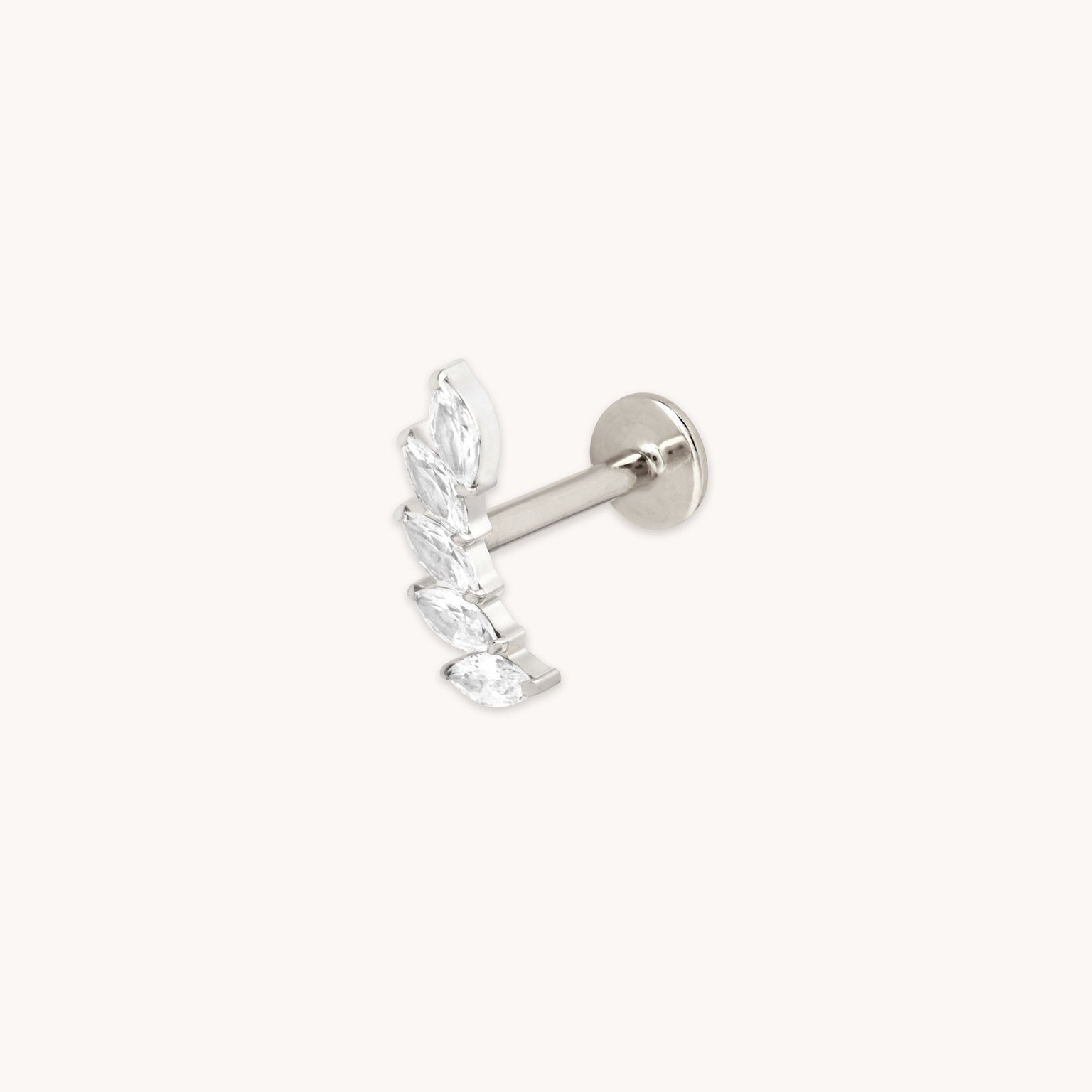 Curved Marquise Titanium Piercing Stud in Platinum-Astrid &amp; Miyu