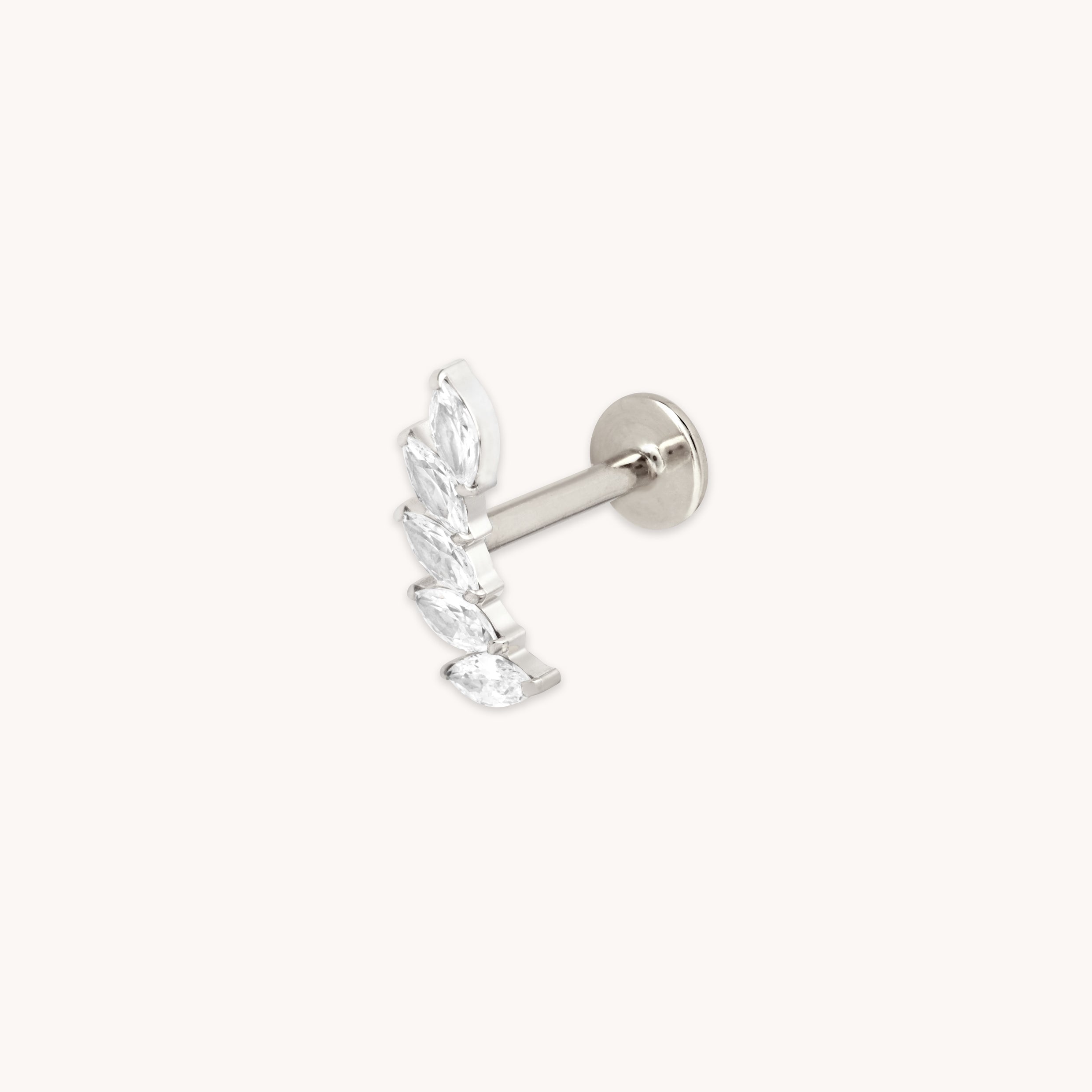 Curved Marquise Titanium Piercing Stud in Platinum-Astrid &amp; Miyu