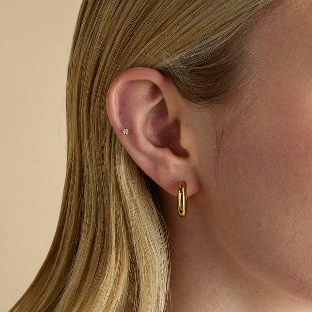 Conch Piercing Jewellery - Micro Crystal Titanium Piercing Stud in Gold - Piercing Stud - Astrid &amp; Miyu