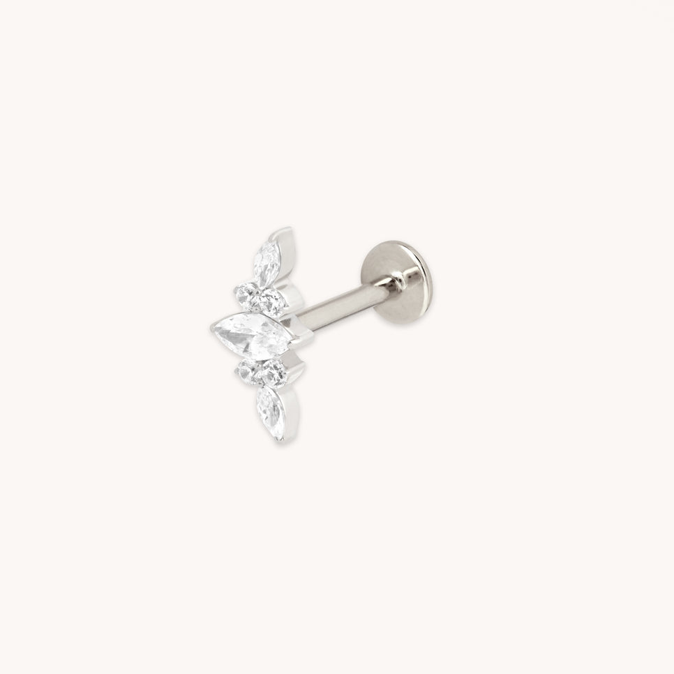 Crystal Cluster Titanium Piercing Stud in Platinum-Astrid &amp; Miyu