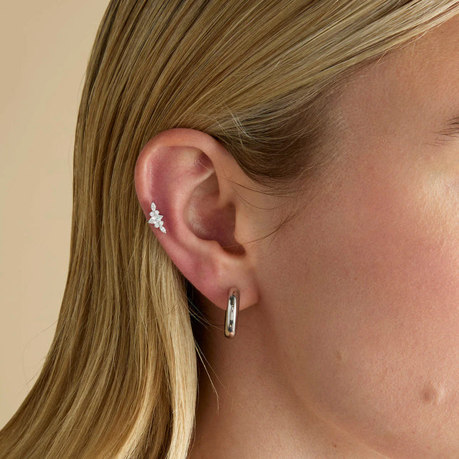 Conch Piercing Jewellery - Crystal Cluster Titanium Piercing Stud in Platinum - Piercing Stud - Astrid & Miyu