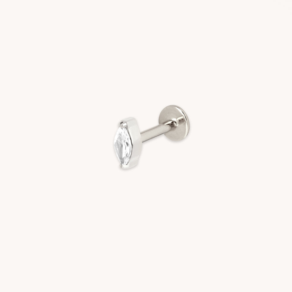 Crystal Marquise Titanium Piercing Stud in Platinum-Astrid &amp; Miyu