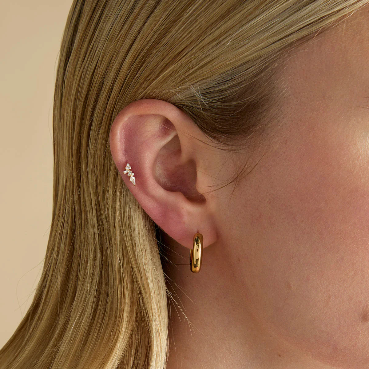 Conch Piercing Jewellery - Crystal Marquise Cluster Titanium Piercing Stud in Gold - Piercing Stud - Astrid &amp; Miyu
