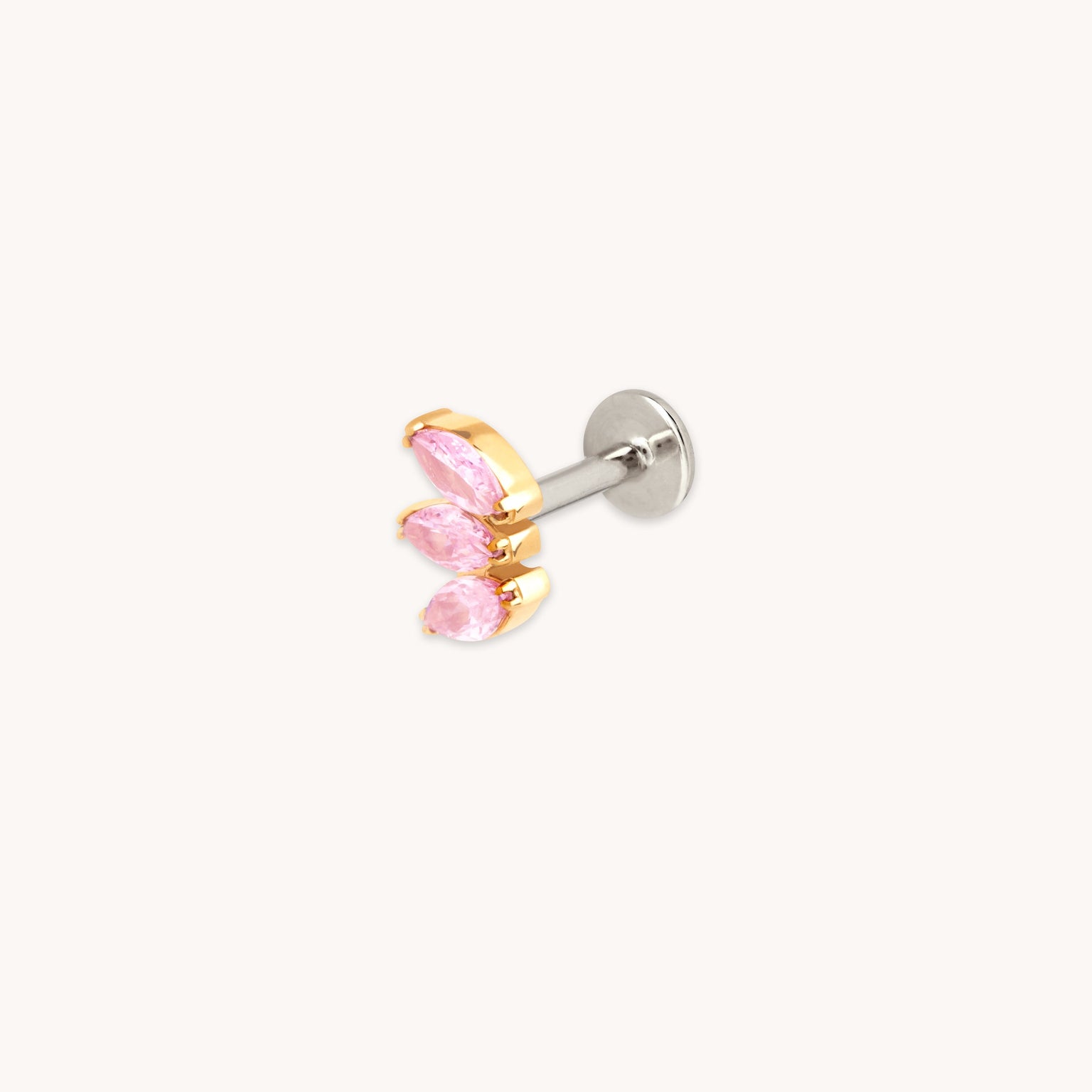Pink Marquise Fan Titanium Piercing Stud in Gold-Astrid &amp; Miyu