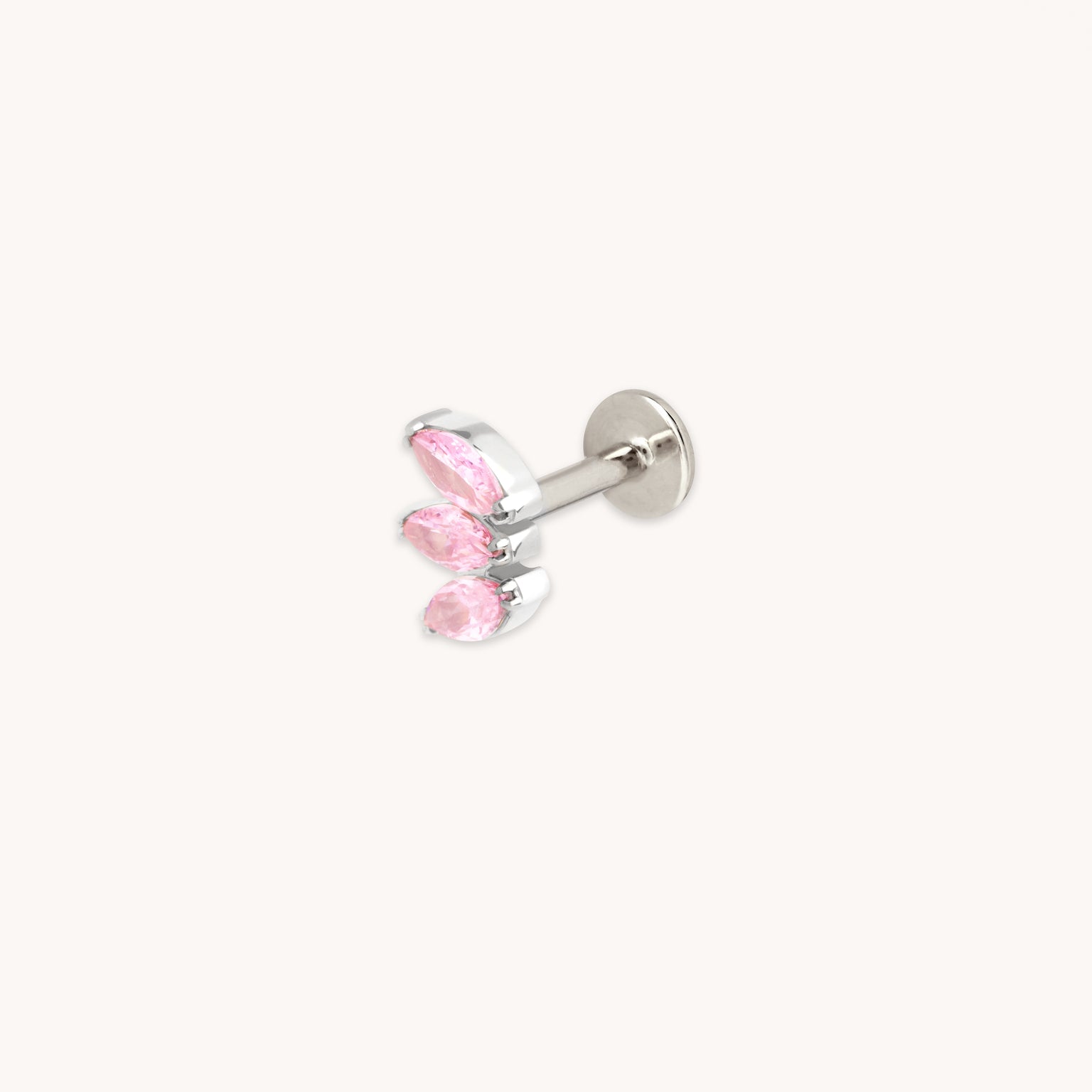 Pink Marquise Fan Titanium Piercing Stud in Platinum-Astrid &amp; Miyu