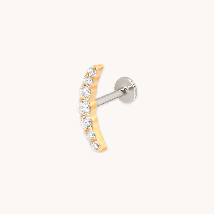 Curved Crystal Titanium Piercing Stud in Gold-Astrid &amp; Miyu