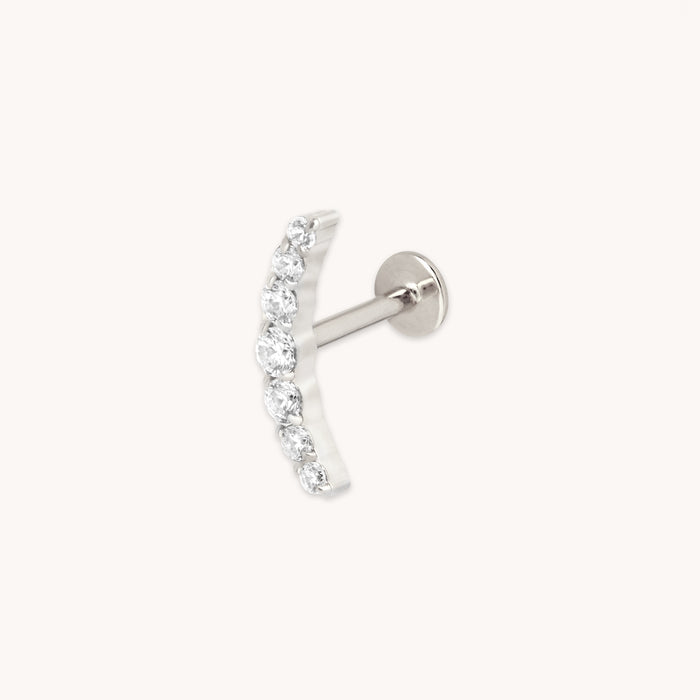 Curved Crystal Titanium Piercing Stud in Platinum-Astrid &amp; Miyu
