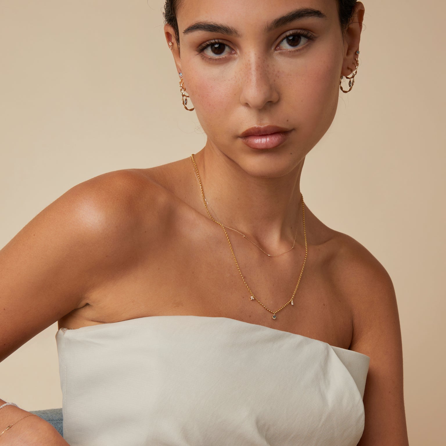 April White Topaz - White Topaz Marquise Charm in 9k White Gold - Welding Charm - Astrid &amp; Miyu