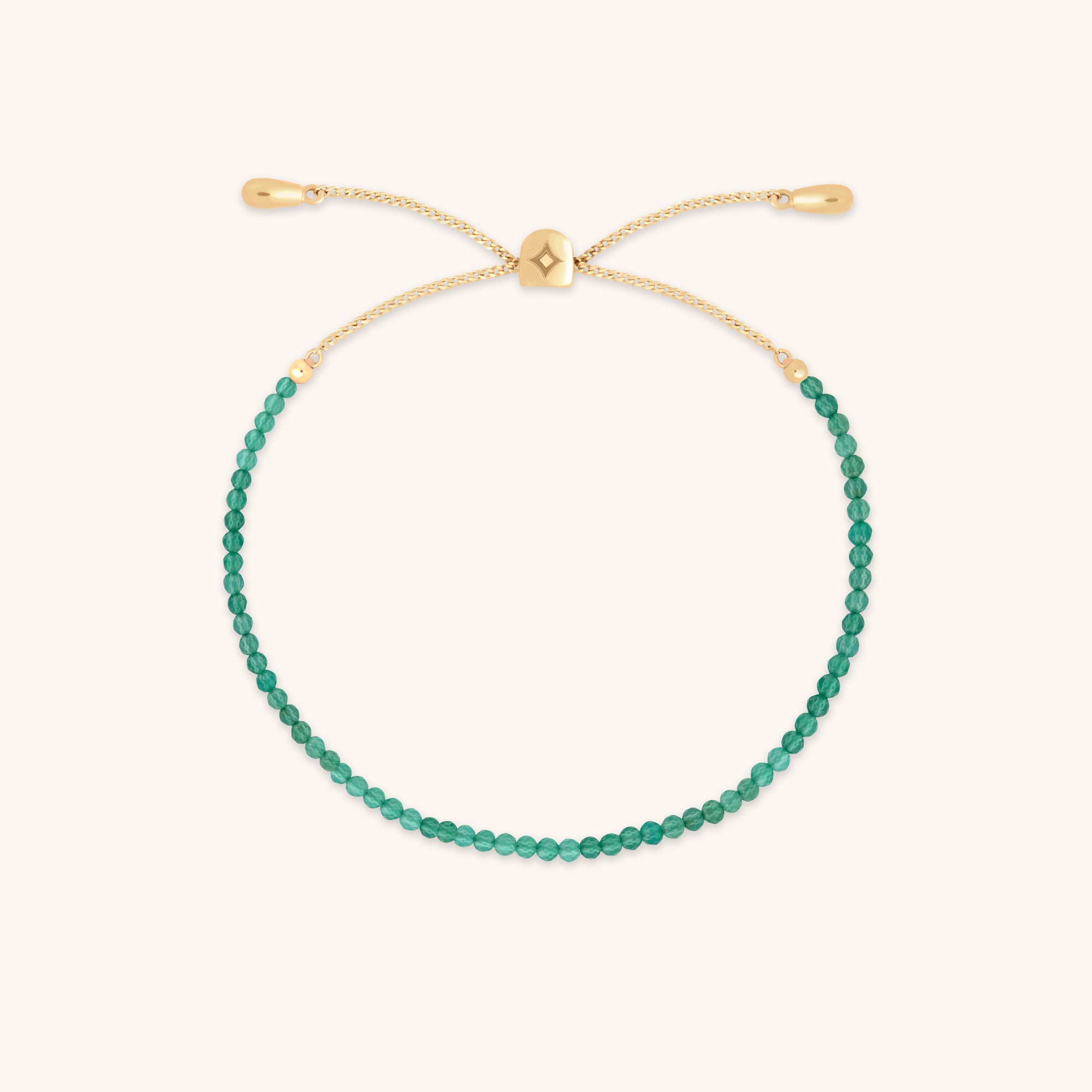 Bracelets - Green Agate Gemstone Bracelet in 9k Gold - Beaded Bracelet - Astrid &amp; Miyu