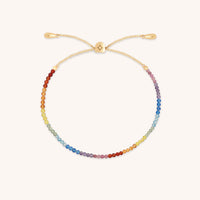 Bracelets - Rainbow Gemstone Bracelet in 9k Gold - Beaded Bracelet - Astrid & Miyu