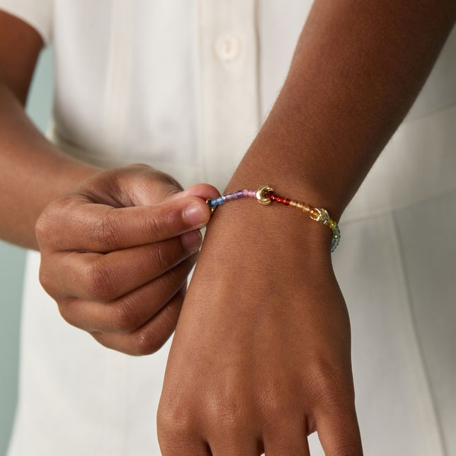 A&M Junior Collection - Junior Rainbow Gemstone Bracelet in 9k Gold - Beaded Bracelet - Astrid & Miyu