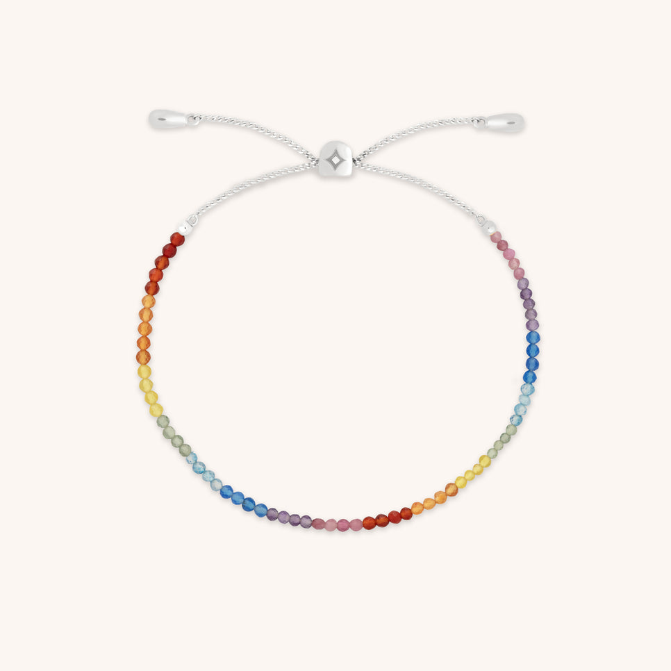 A&M Junior Collection - Junior Rainbow Gemstone Bracelet in 9k White Gold - Beaded Bracelet - Astrid &amp; Miyu
