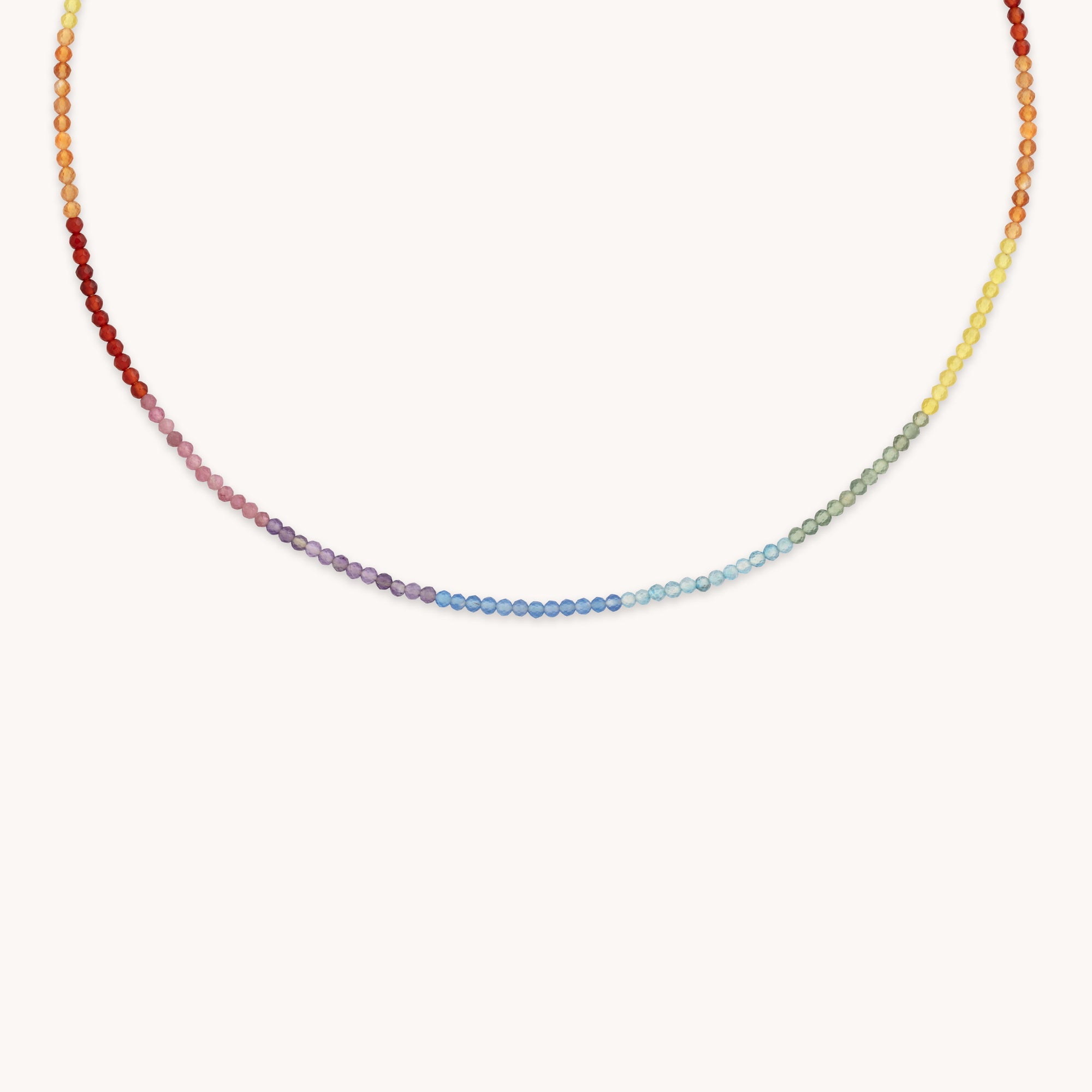 Beaded Jewellery - Rainbow Gemstone Necklace in 9k White Gold - Beaded Necklace - Astrid &amp; Miyu