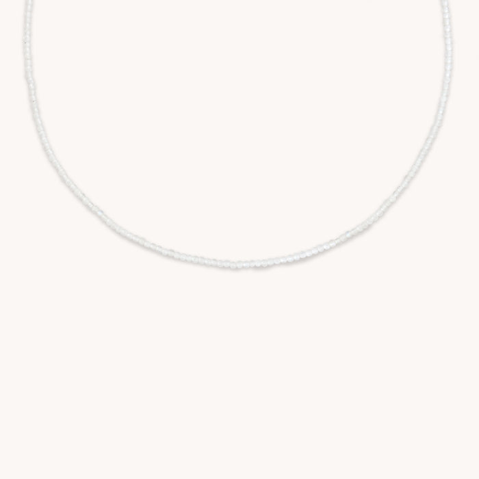Beaded Jewellery - Moonstone Gemstone Necklace in 9k White Gold - Beaded Necklace - Astrid &amp; Miyu