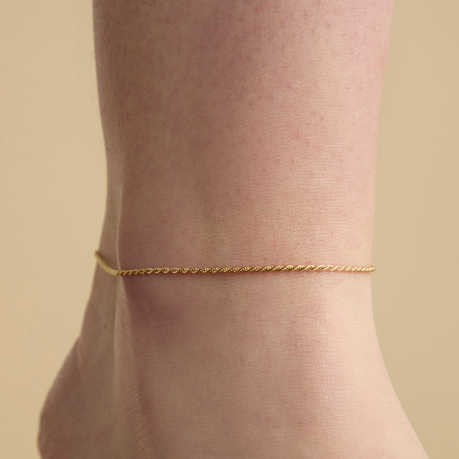 18k Gold Plated Jewellery - Essential Rope Chain Anklet in Gold - Anklet - Astrid & Miyu