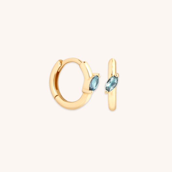 Earrings - Alexandrite Marquise Huggies in Solid Gold - Huggies - Astrid &amp; Miyu