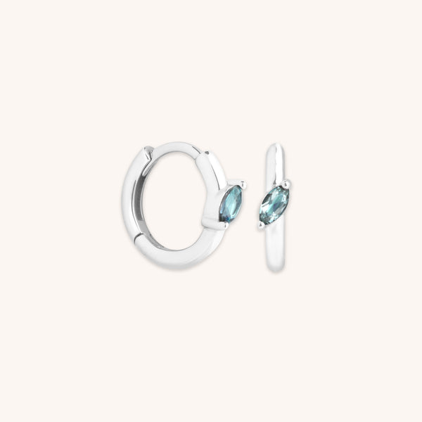 Earrings - Alexandrite Marquise Huggies in Solid White Gold - Huggies - Astrid &amp; Miyu