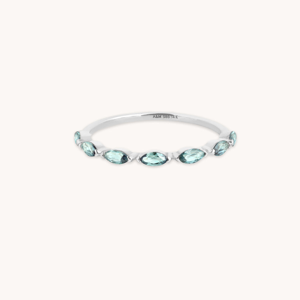 Alexandrite Marquise Band Ring in Solid White Gold