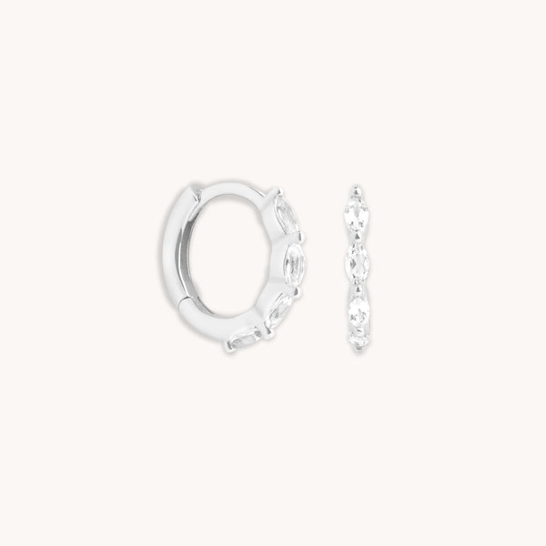 April White Topaz - White Topaz Marquise Huggies in Solid White Gold - Huggies - Astrid &amp; Miyu