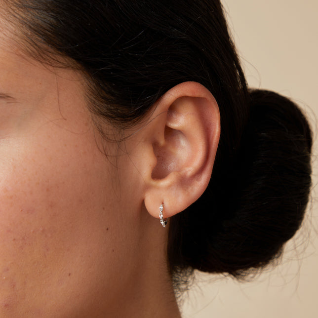 April White Topaz - White Topaz Marquise Huggies in Solid White Gold - Huggies - Astrid & Miyu