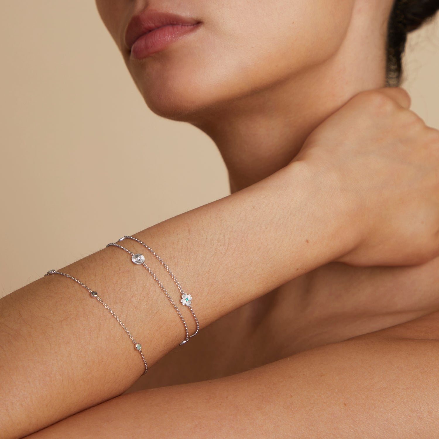 Bracelets - Lucky Charm Double Chain Bracelet in Silver - Charm Bracelet - Astrid &amp; Miyu