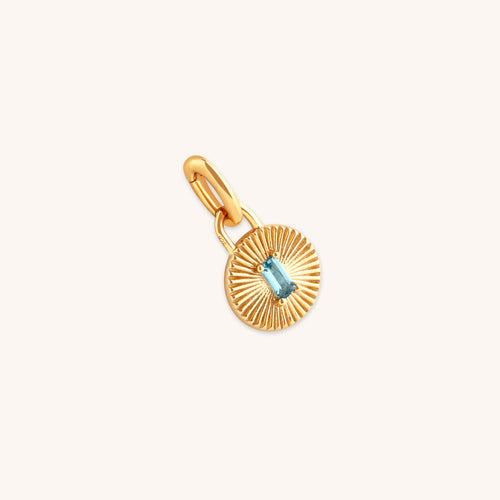 18k Gold Plated Jewellery - Blue Topaz Talisman Charm in Gold - Talisman Charm - Astrid &amp; Miyu