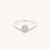 Lucky Charm Collection - Horseshoe Signet Ring in Silver - Signet Ring - Astrid &amp; Miyu