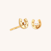 18k Gold Plated Jewellery - Horseshoe Stud Earrings in Gold - Stud Earrings - Astrid &amp; Miyu