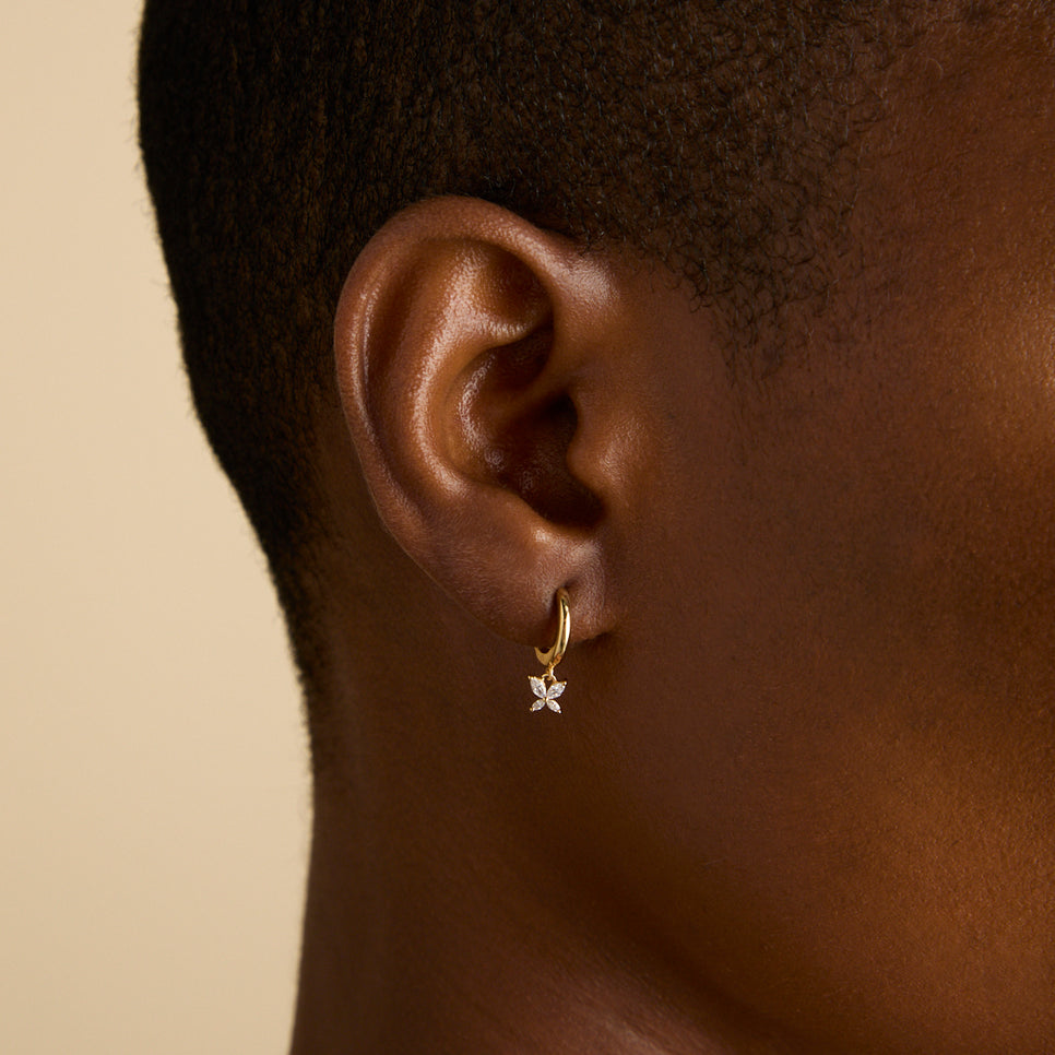 18k Gold Plated Jewellery - Butterfly Charm Huggies in Gold - Huggies - Astrid &amp; Miyu