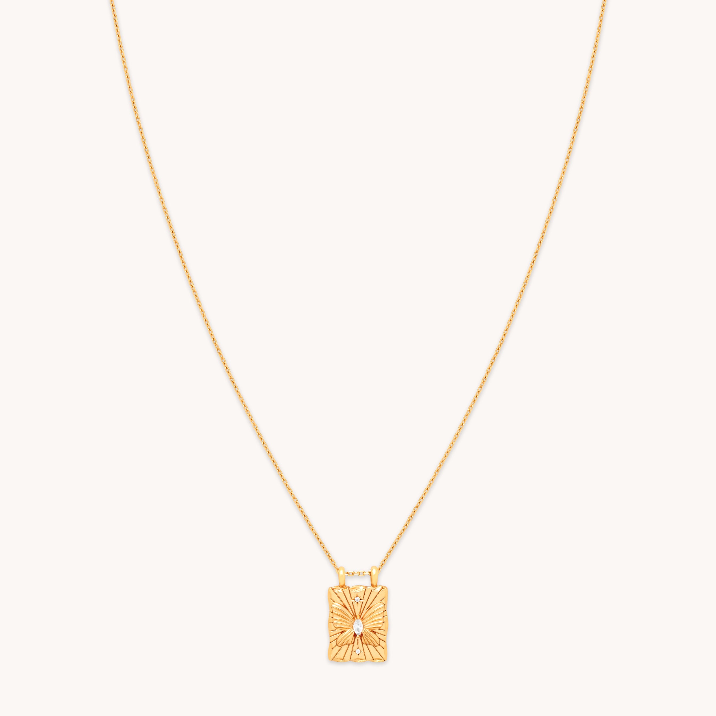 18k Gold Plated Jewellery - Butterfly Pendant Necklace in Gold - Pendant Necklace - Astrid &amp; Miyu