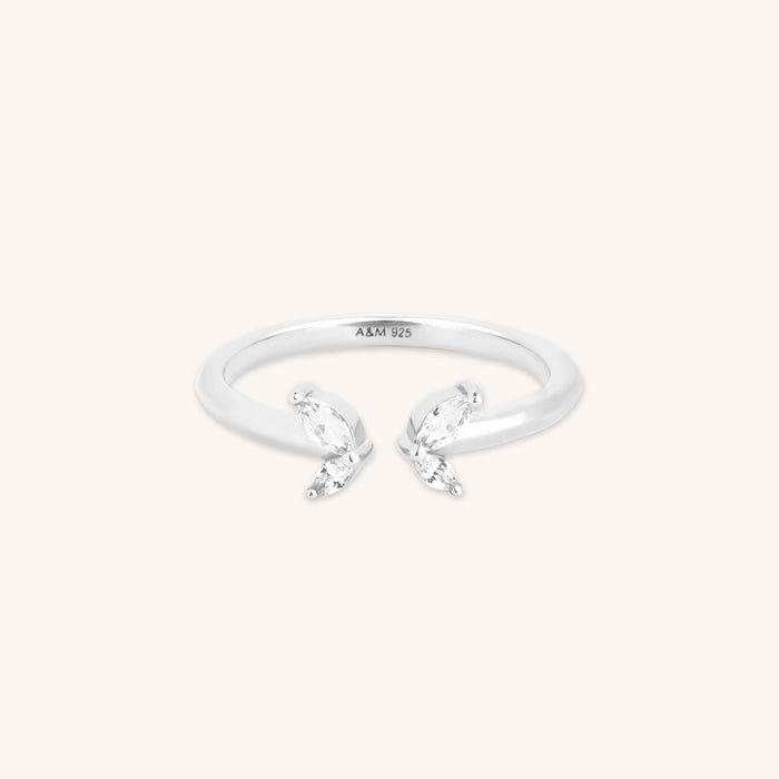 Recycled Sterling Silver Jewellery - Butterfly Crystal Open Ring in Silver - Open Rings - Astrid &amp; Miyu