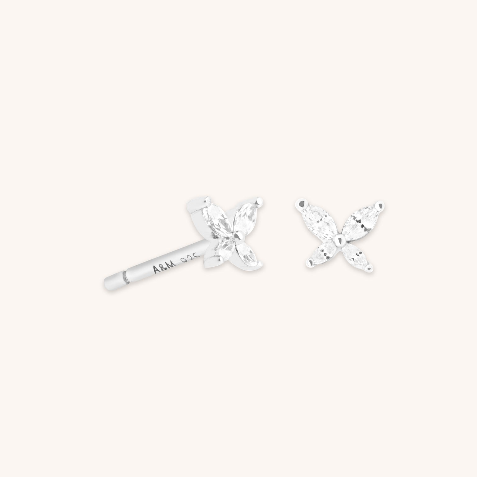 A&M Junior Collection - Butterfly Crystal Stud Earrings in Silver - Stud Earrings - Astrid &amp; Miyu