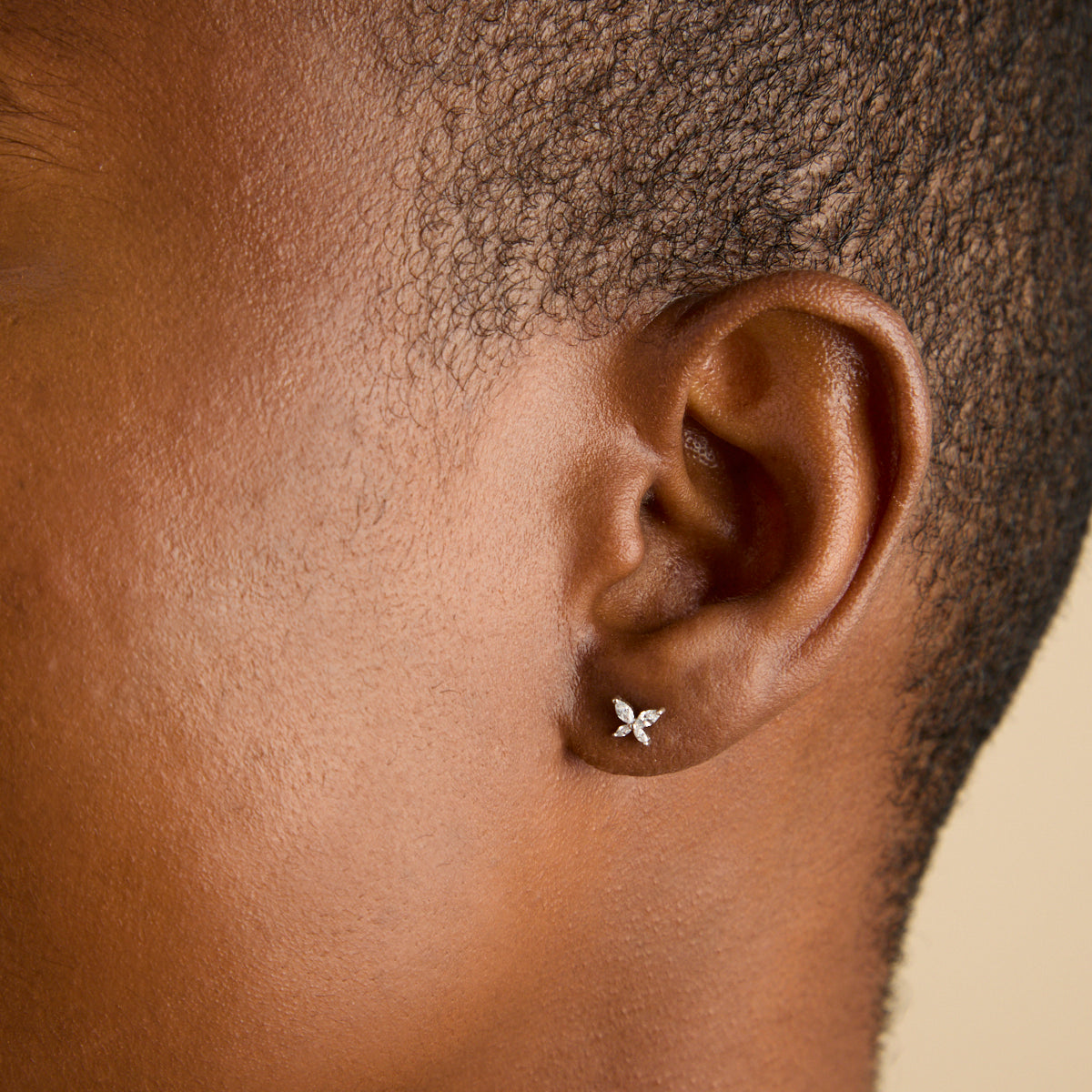 A&M Junior Collection - Butterfly Crystal Stud Earrings in Silver - Stud Earrings - Astrid &amp; Miyu