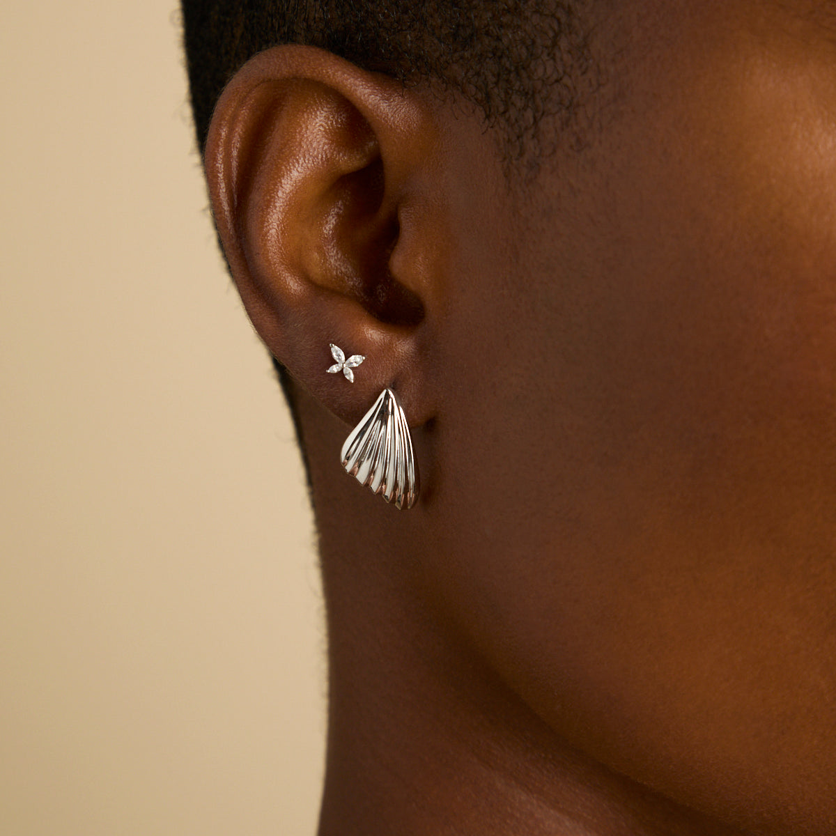 A&M Junior Collection - Butterfly Crystal Stud Earrings in Silver - Stud Earrings - Astrid &amp; Miyu