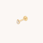 Diamond Bezel Pear Piercing Stud in Solid Gold-Astrid &amp; Miyu