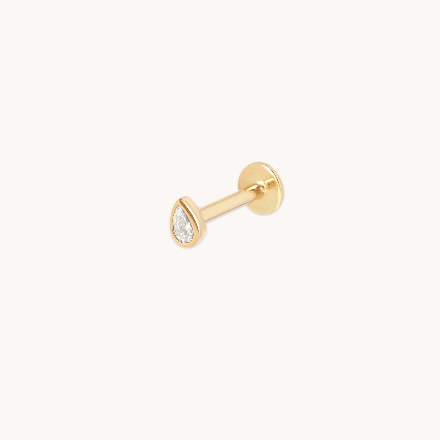 Diamond Bezel Pear Piercing Stud in Solid Gold-Astrid &amp; Miyu