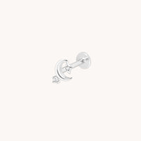 Celestial Moon Piercing Stud in Solid White Gold-Astrid &amp; Miyu