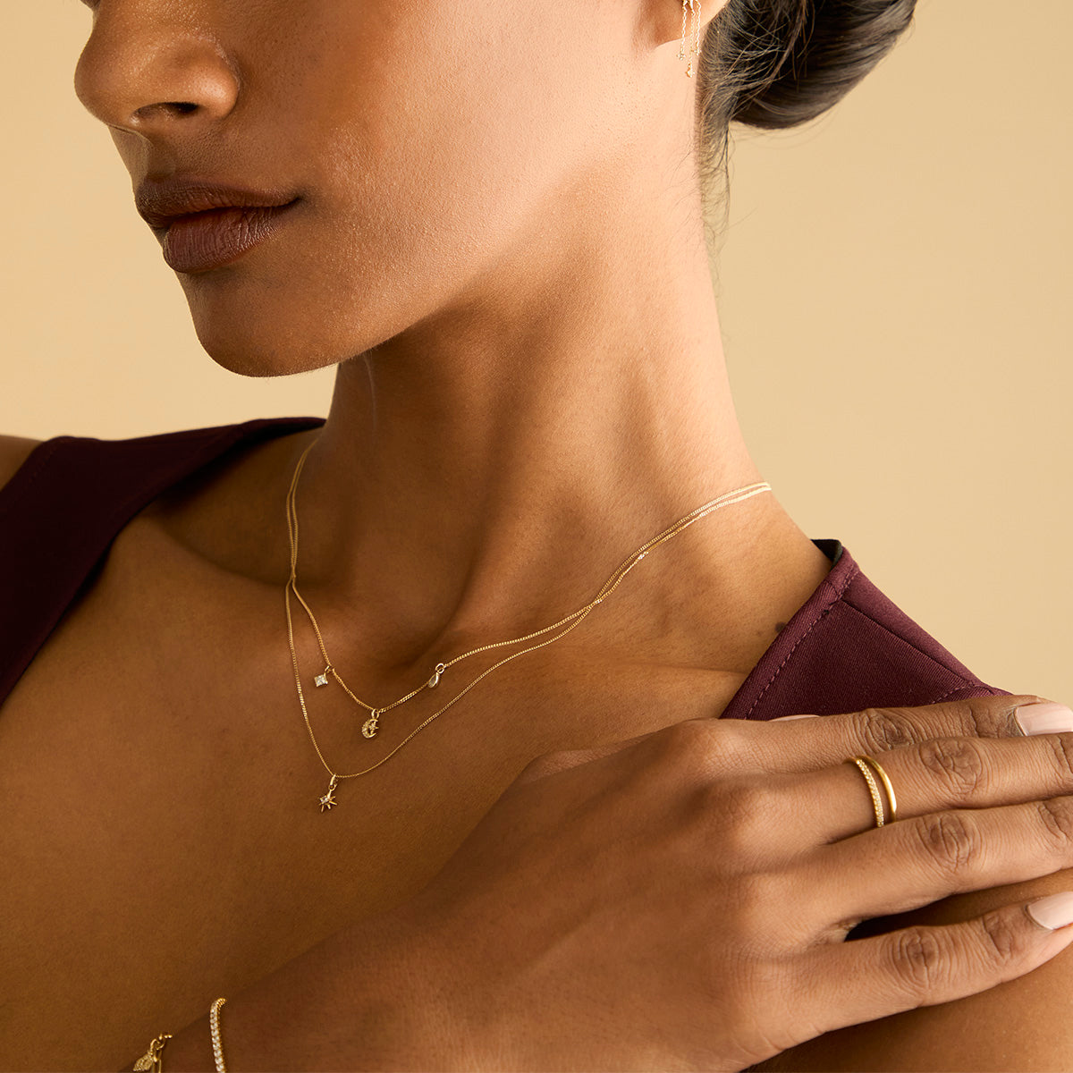 Birthstone Charms - Diamond Square Charm 9k Gold - Charms & Pendants - Astrid &amp; Miyu