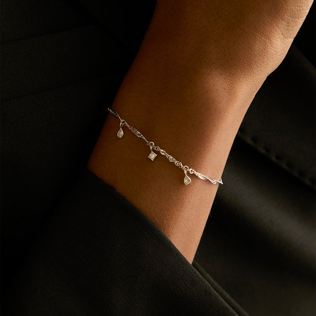 Birthstone Charms - Diamond Square Charm 9k White Gold - Charms & Pendants - Astrid &amp; Miyu