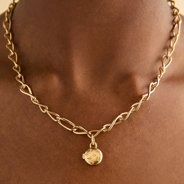 18k Gold Plated Jewellery - Cosmic Locket Talisman Charm in Gold - Talisman Charm - Astrid & Miyu