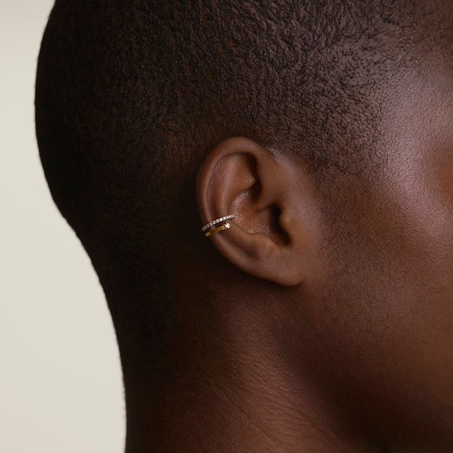 Cosmic Illusion Crystal Ear Cuff in Gold-Astrid &amp; Miyu