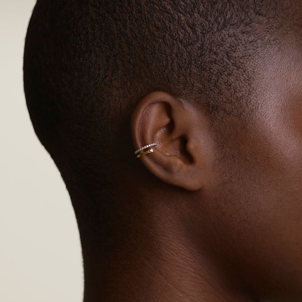 Cosmic Illusion Crystal Ear Cuff in Gold-Astrid &amp; Miyu