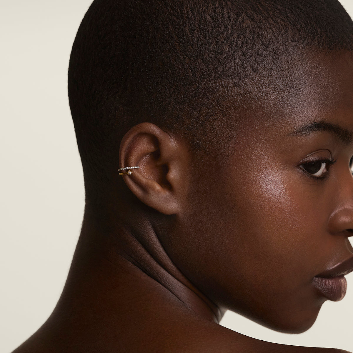 Cosmic Illusion Crystal Ear Cuff in Gold-Astrid &amp; Miyu