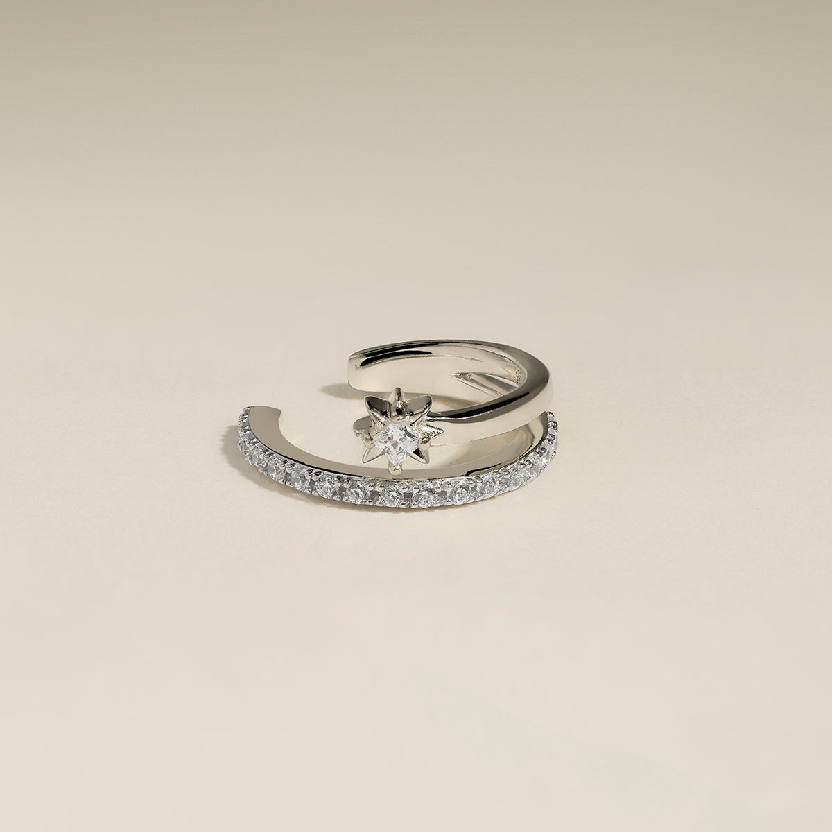 Cosmic Illusion Crystal Ear Cuff in Silver-Astrid &amp; Miyu