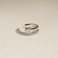 Cosmic Illusion Crystal Ear Cuff in Silver