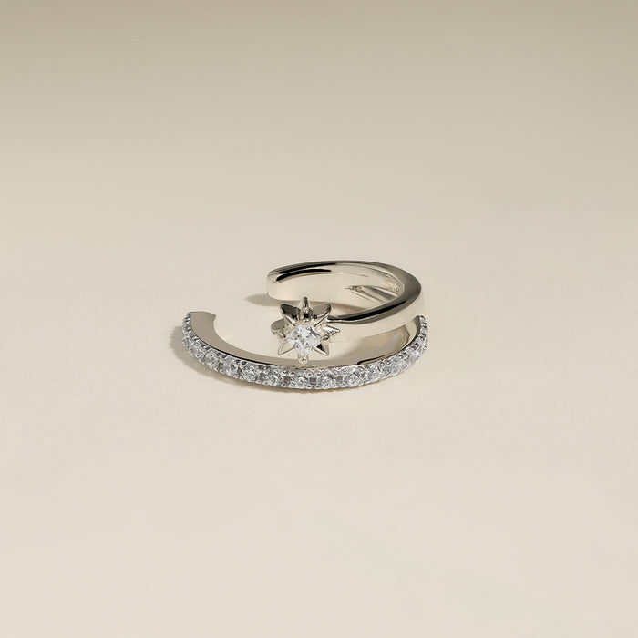 Cosmic Illusion Crystal Ear Cuff in Silver-Astrid &amp; Miyu