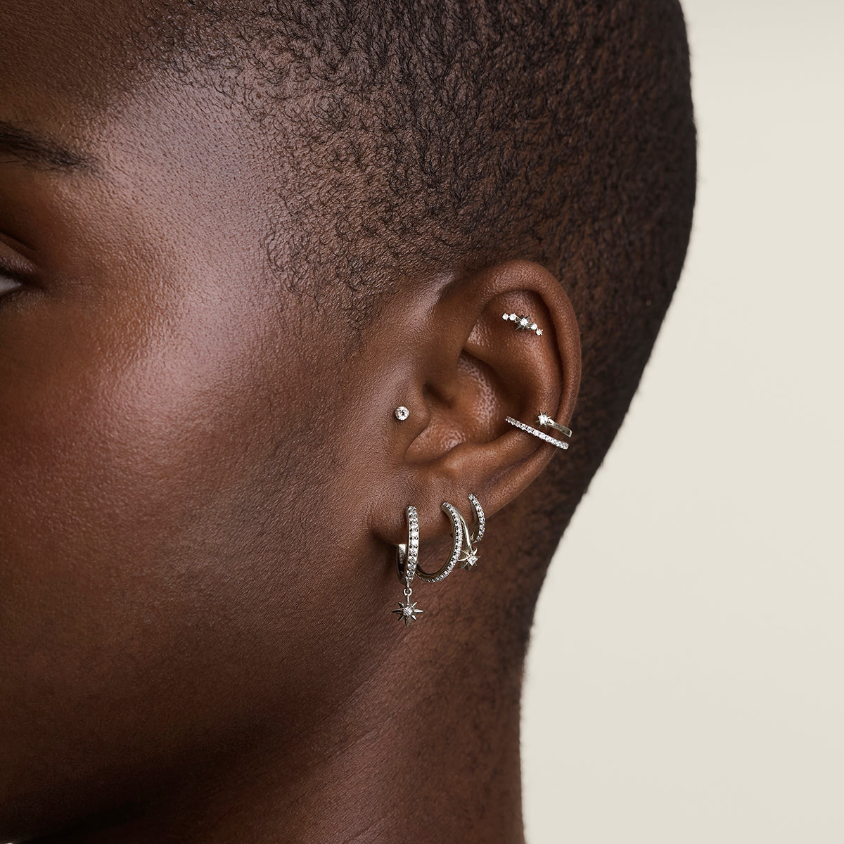 Cosmic Illusion Crystal Ear Cuff in Silver-Astrid &amp; Miyu